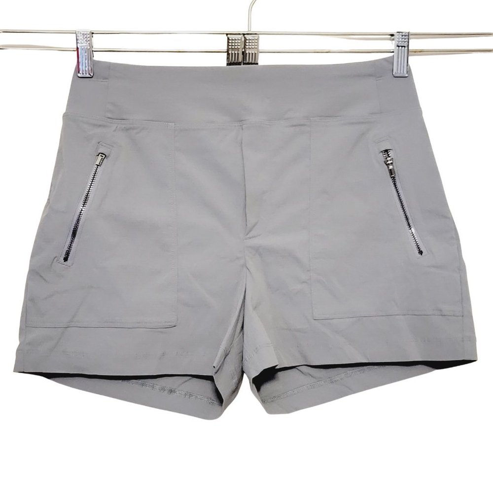 Athleta Womens Trekkie North Shorts SZ 4 Light Gray Nylon Stretch Active Hiking